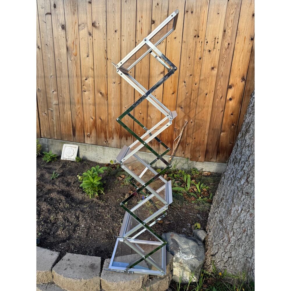 Vintage Folding Aluminum Magazine Display Stand, 4 Tier, Rack or Plant Stand - Picture 3 of 8